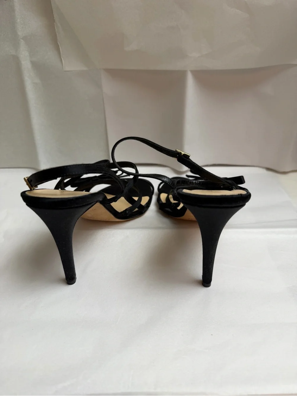 kate spade Black Satin Strappy Bow Heeled Sandals